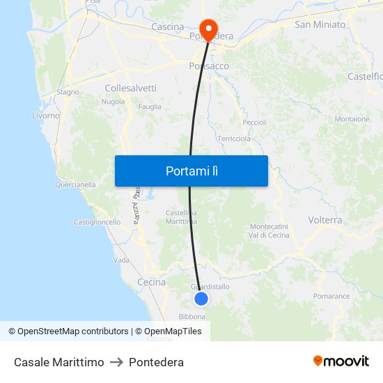 Casale Marittimo to Pontedera map