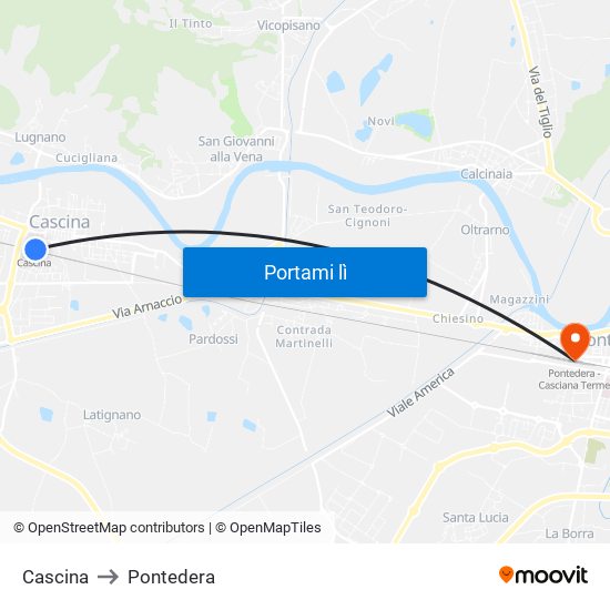 Cascina to Pontedera map