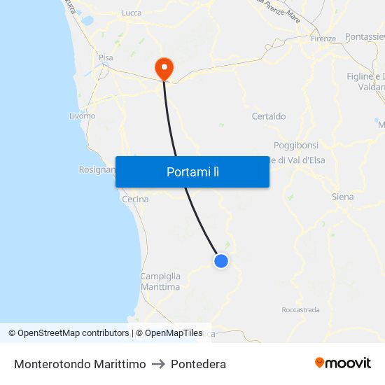 Monterotondo Marittimo to Pontedera map