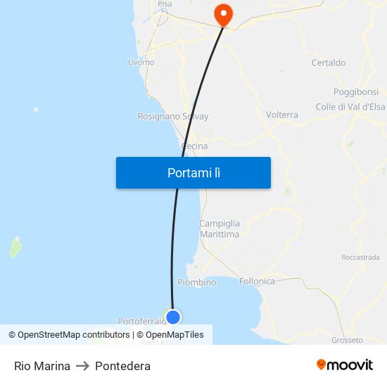 Rio Marina to Pontedera map