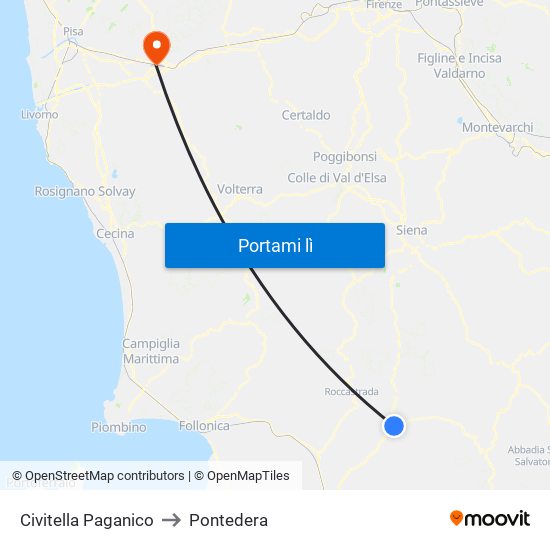 Civitella Paganico to Pontedera map