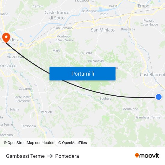 Gambassi Terme to Pontedera map