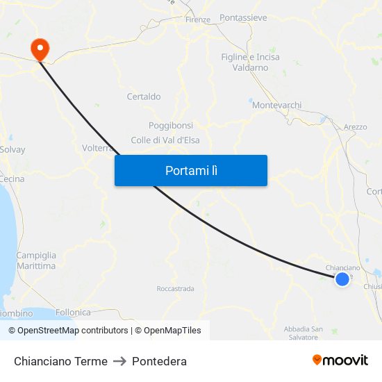 Chianciano Terme to Pontedera map