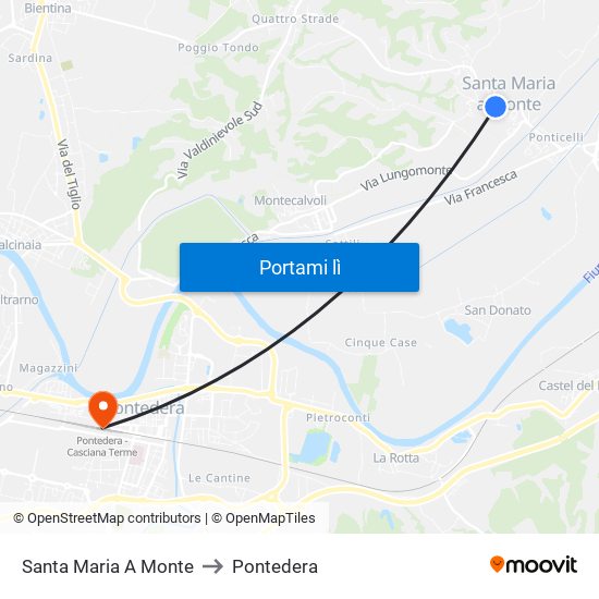 Santa Maria A Monte to Pontedera map