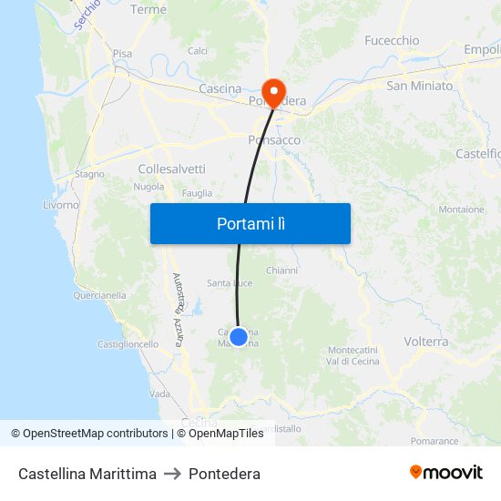 Castellina Marittima to Pontedera map