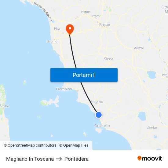 Magliano In Toscana to Pontedera map