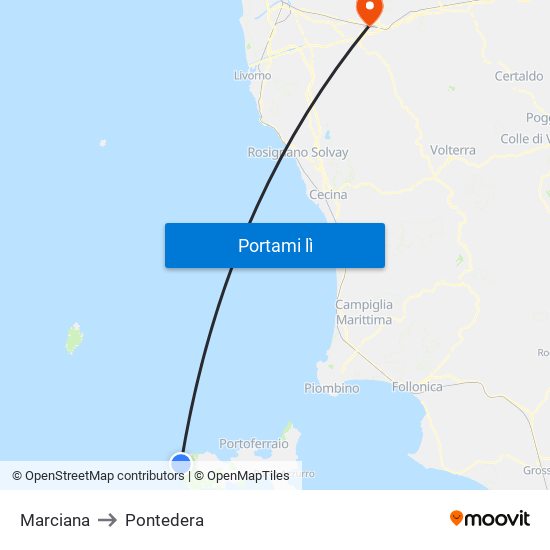 Marciana to Pontedera map