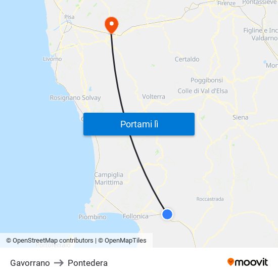 Gavorrano to Pontedera map