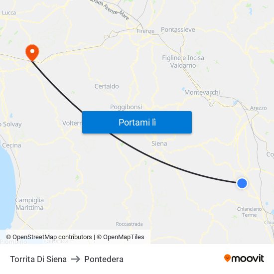 Torrita Di Siena to Pontedera map