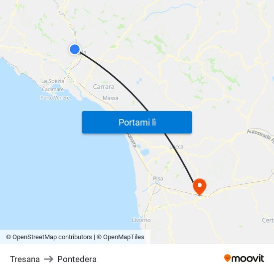 Tresana to Pontedera map