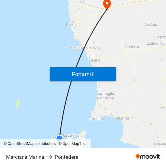 Marciana Marina to Pontedera map