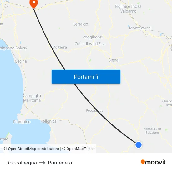 Roccalbegna to Pontedera map