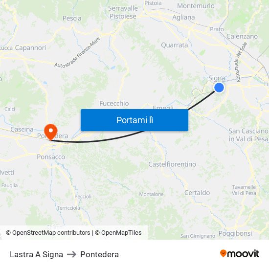 Lastra A Signa to Pontedera map