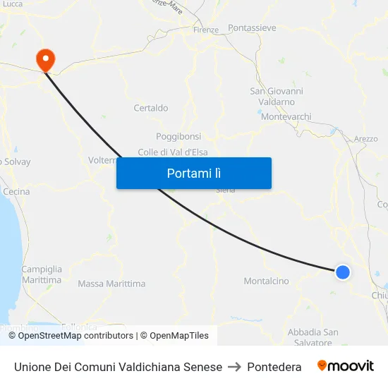 Unione Dei Comuni Valdichiana Senese to Pontedera map