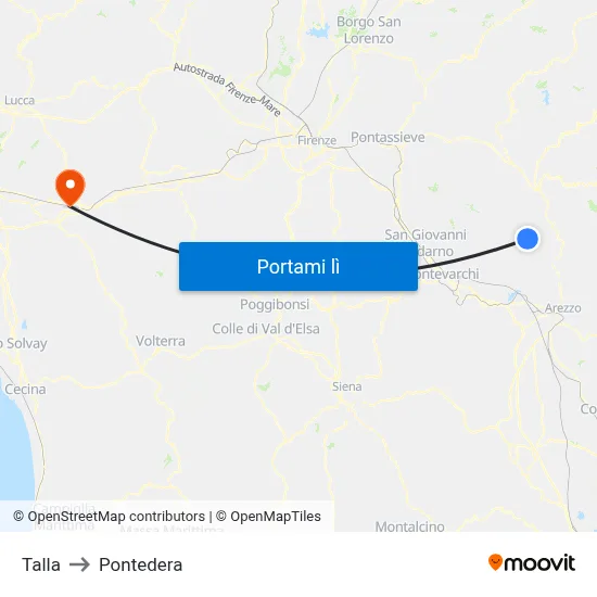 Talla to Pontedera map