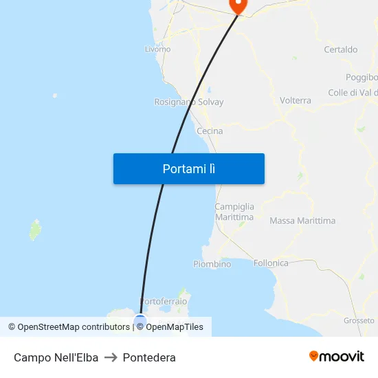 Campo Nell'Elba to Pontedera map