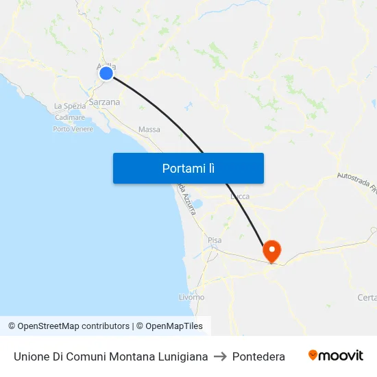 Unione Di Comuni Montana Lunigiana to Pontedera map