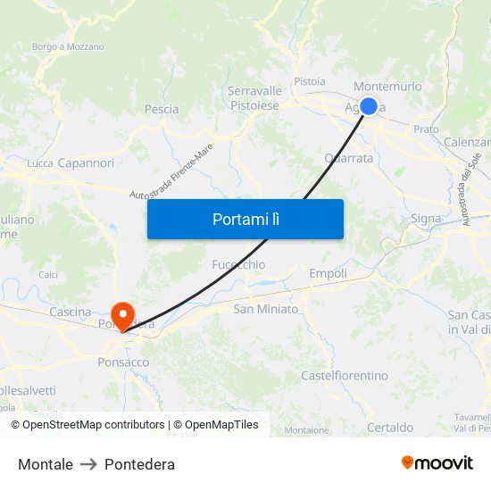 Montale to Pontedera map