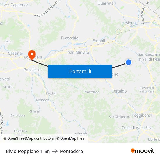 Bivio Poppiano 1                 Sn to Pontedera map