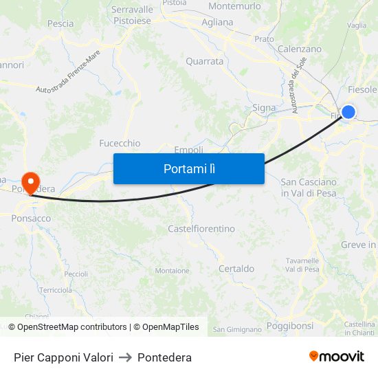 Pier Capponi Valori to Pontedera map