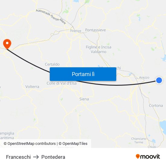 Franceschi to Pontedera map