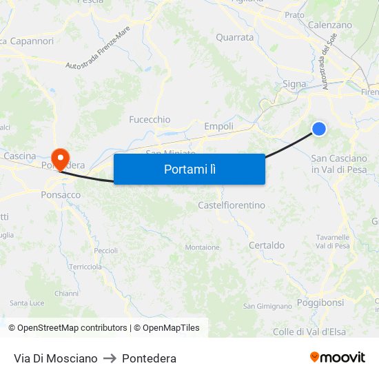 Via Di Mosciano to Pontedera map