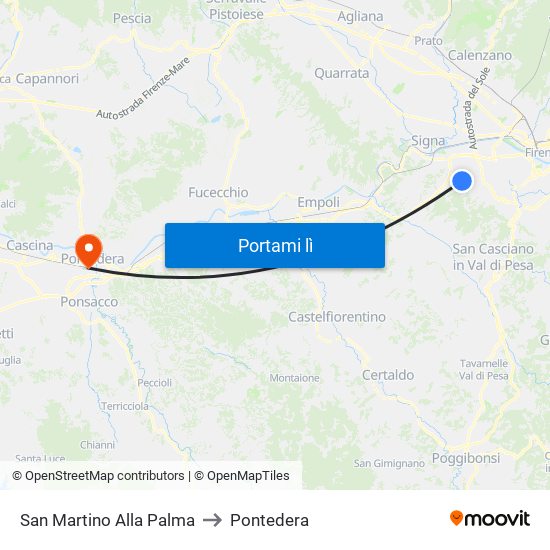 San Martino Alla Palma to Pontedera map