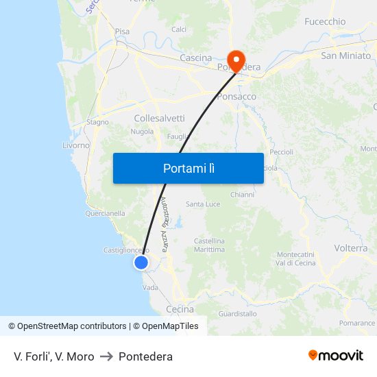 V. Forli',  V. Moro to Pontedera map