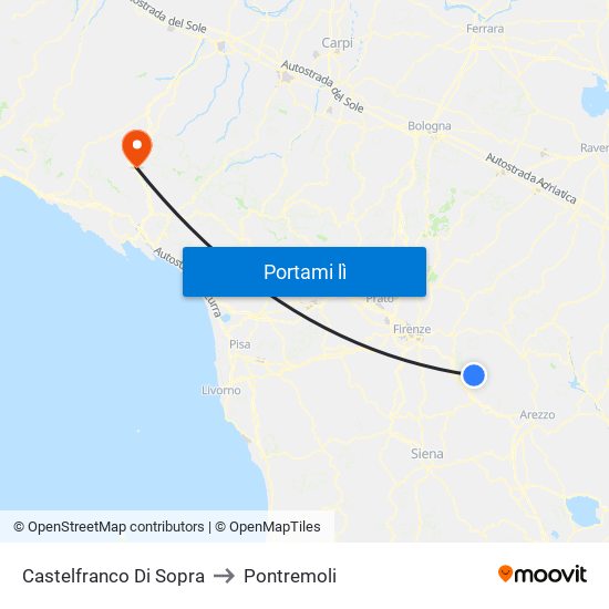 Castelfranco Di Sopra to Pontremoli map