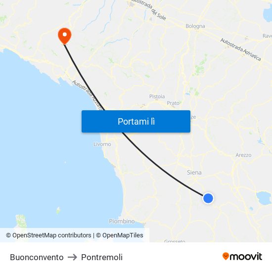 Buonconvento to Pontremoli map