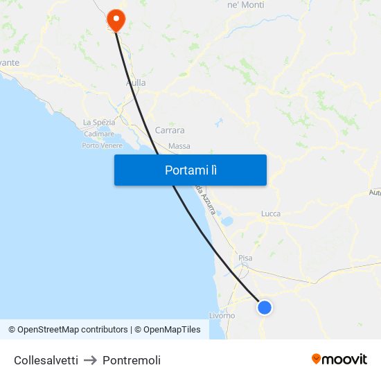 Collesalvetti to Pontremoli map