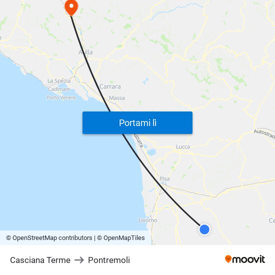 Casciana Terme to Pontremoli map