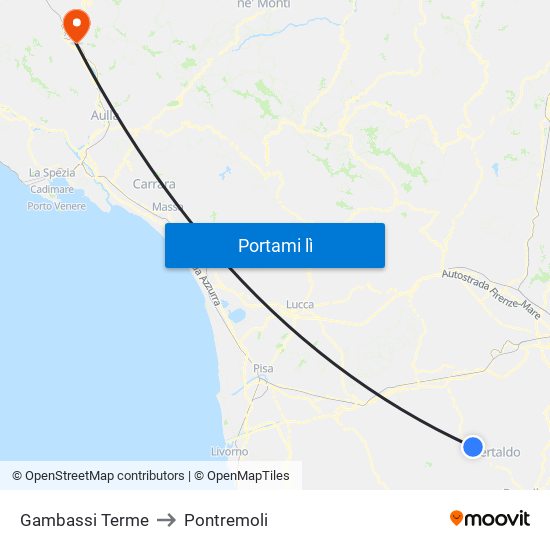 Gambassi Terme to Pontremoli map