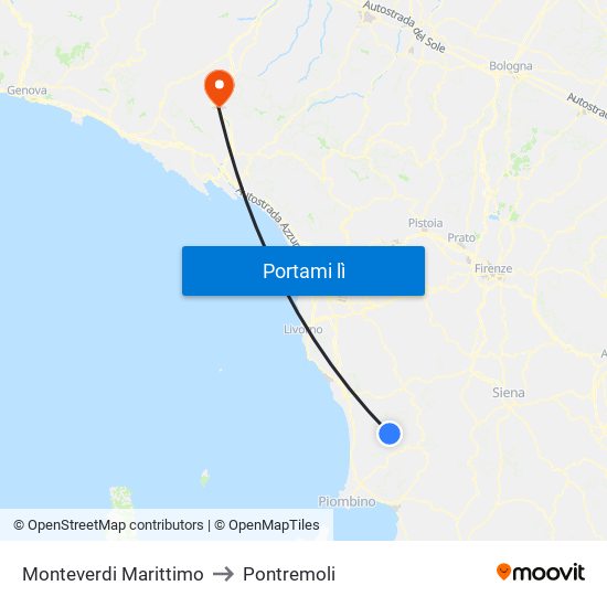 Monteverdi Marittimo to Pontremoli map