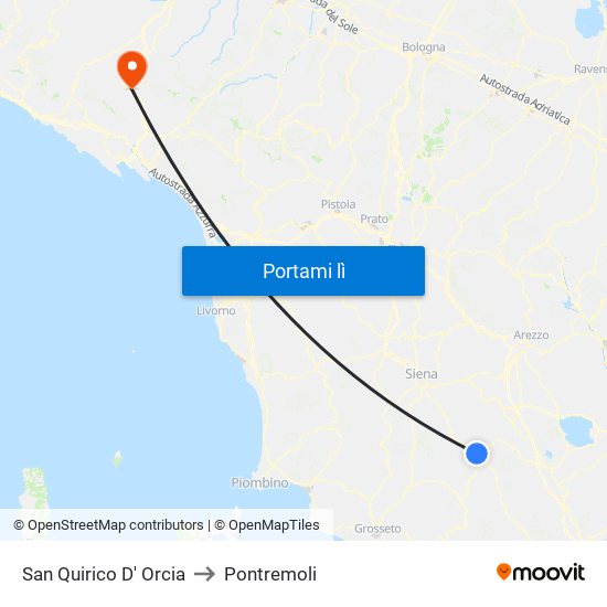 San Quirico D' Orcia to Pontremoli map