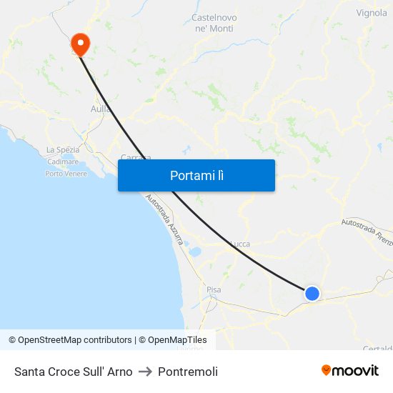 Santa Croce Sull' Arno to Pontremoli map