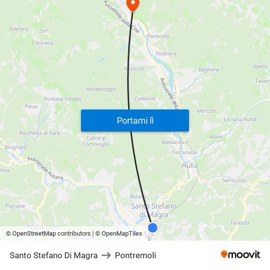 Santo Stefano Di Magra to Pontremoli map