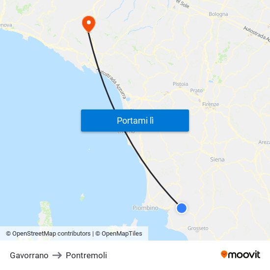 Gavorrano to Pontremoli map