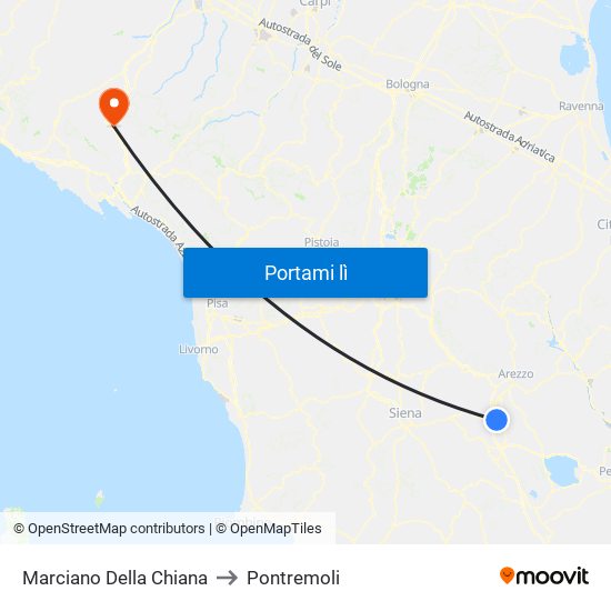 Marciano Della Chiana to Pontremoli map