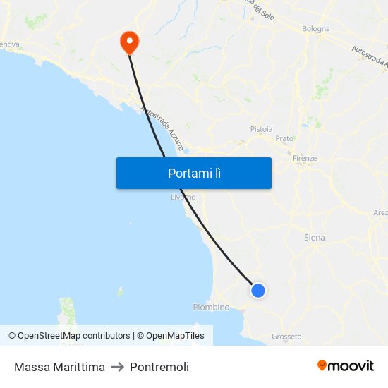 Massa Marittima to Pontremoli map