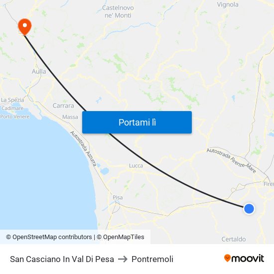San Casciano In Val Di Pesa to Pontremoli map
