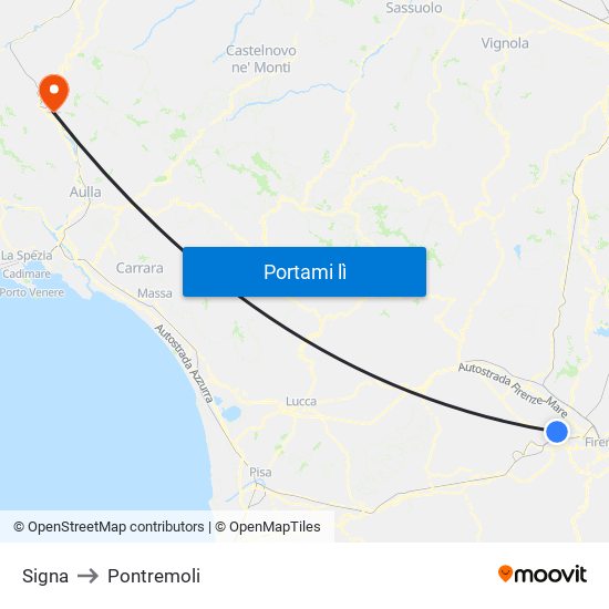 Signa to Pontremoli map