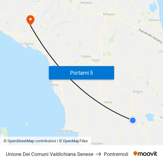 Unione Dei Comuni Valdichiana Senese to Pontremoli map