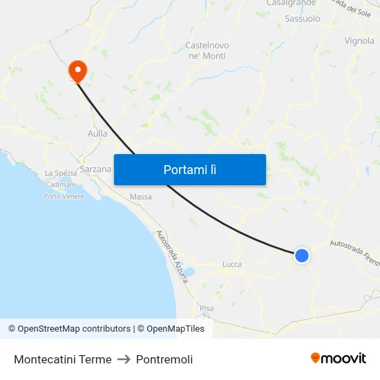 Montecatini Terme to Pontremoli map
