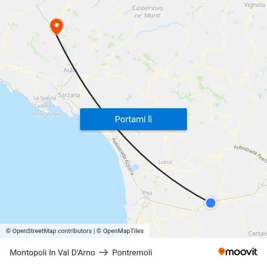 Montopoli In Val D'Arno to Pontremoli map