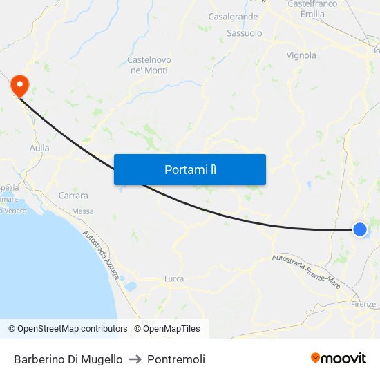 Barberino Di Mugello to Pontremoli map