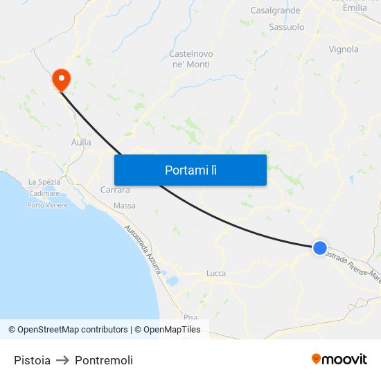 Pistoia to Pontremoli map