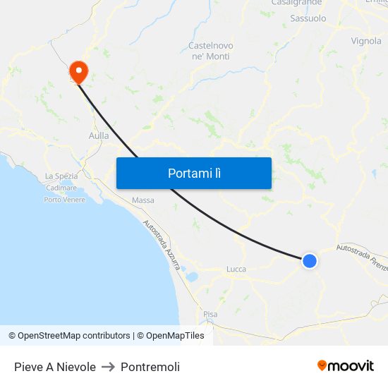 Pieve A Nievole to Pontremoli map