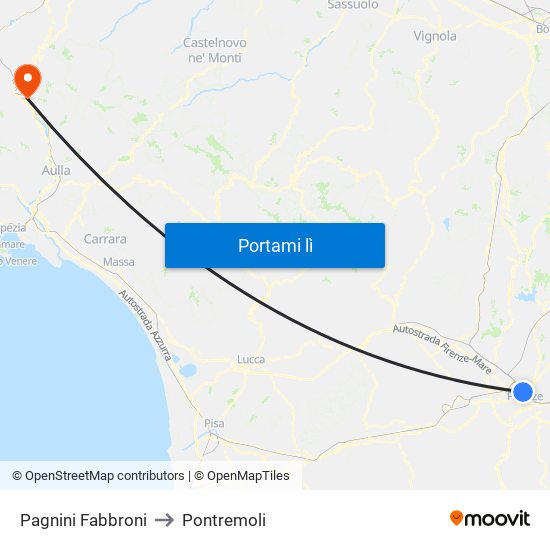 Pagnini Fabbroni to Pontremoli map