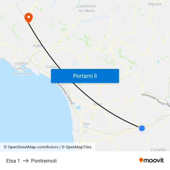 Elsa 1 to Pontremoli map